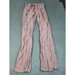 Athleta Cabo Linen‎ Wide Leg Pant Womens 0 Red Drawstring Lightweight Breezy